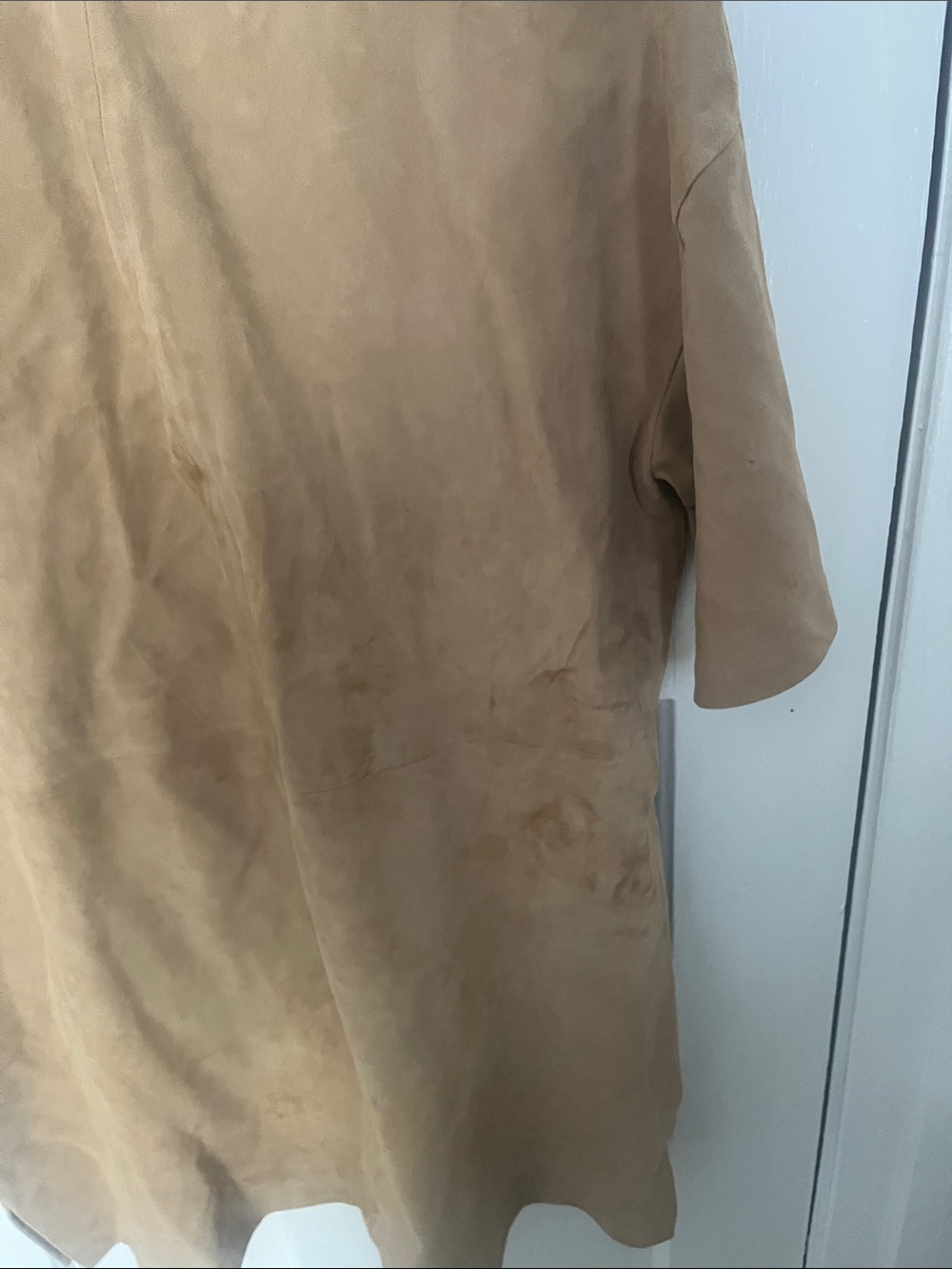 Zara 100%Suede Leather Oversized Beige Shirt Dress - Picture 8 of 8